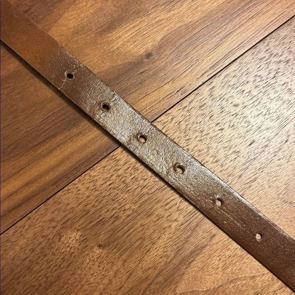 Vintage Brown Leather Belt with Cowboy Hat Belt Buckle